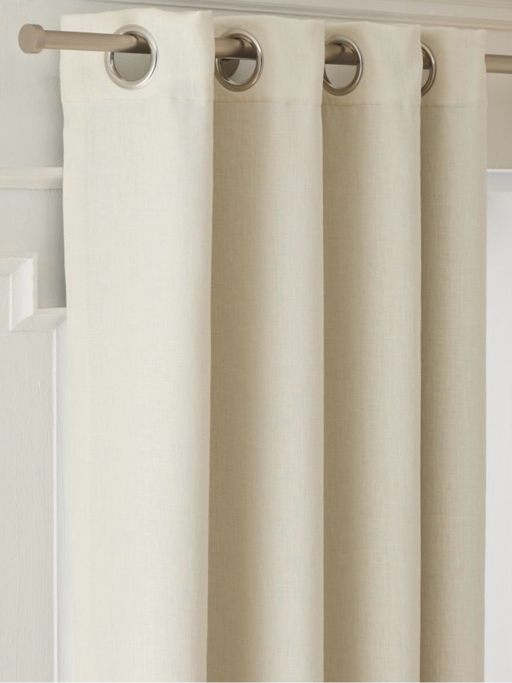 6 West Elm White Linen Blend Grommet Panels 48 x 108 - 6 Panels - Picture 4 of 14